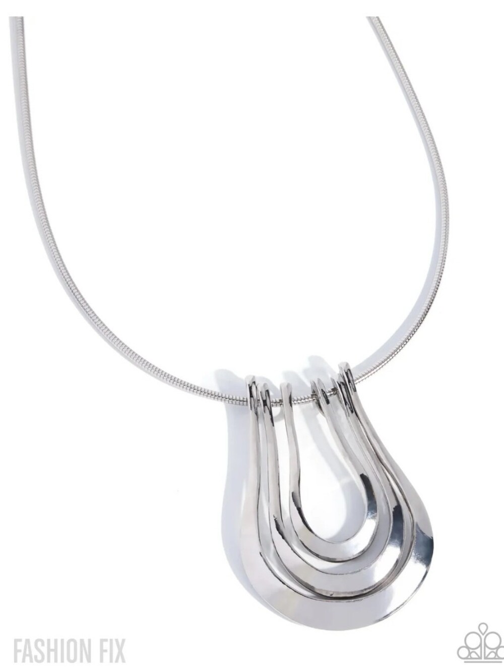Bohemian Bravado Paparazzi Shimmering Silver Layered Teardrop Necklace - Silver